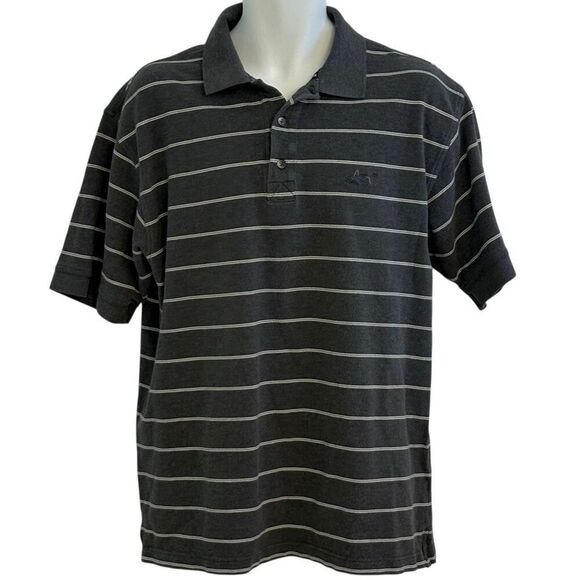 Greg Norman Polo Golf Gray White Stripe Casual Summer Pool Beach Vacation 100% C - Picture 2 of 7